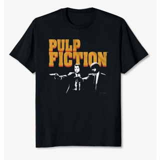 เสื้อยืดผ้าฝ้ายพิมพ์ลายแฟชั่น ขายดี เสื้อยืดลําลอง แขนสั้น พิมพ์ลาย Pulp Fiction Vincent Jules พร้อมปืน Uni Gangster Tee