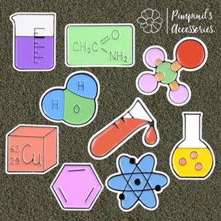 ʕ •ᴥ•ʔ ✿ พร้อมส่ง : เข็มกลัดเซ็ทสูตรเคมีและอุปกรณ์วิทยาศาสตร์ | Chemistry Lab Equipment Enamel Brooch Pin Set.