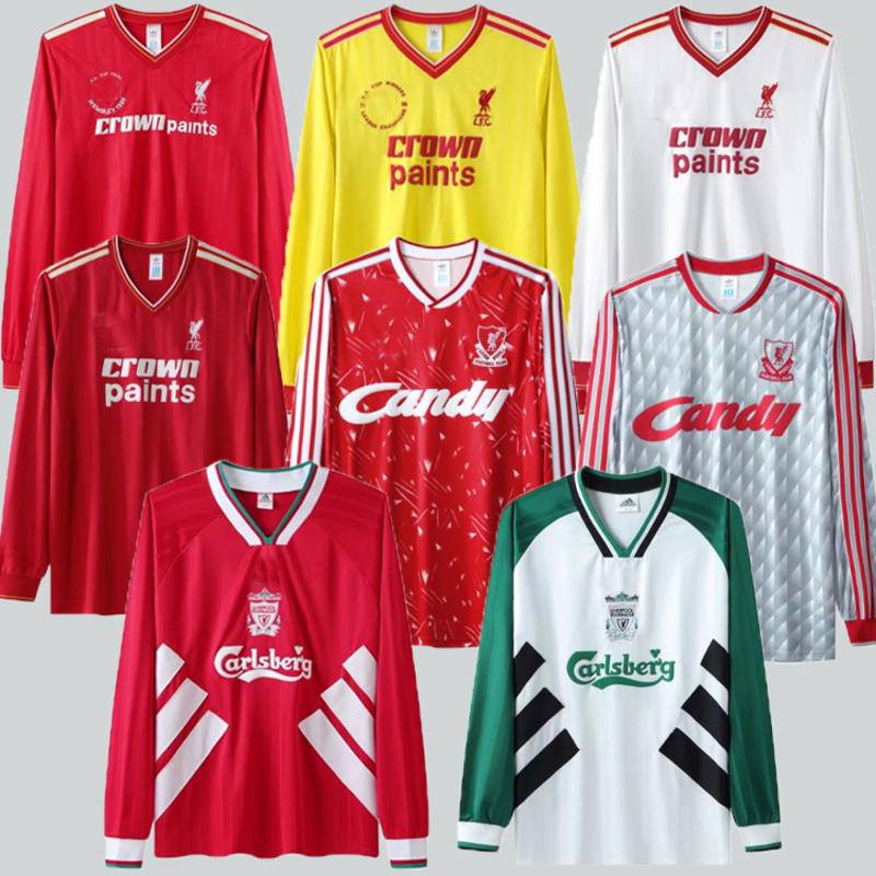 เสื้อกีฬาแขนสั้น ลายทีมชาติฟุตบอล Liverpool 1985-1987 1986-1986 1990-1991 1993-1995 ชุดเหย้า เยือน สไตล์เรโทร