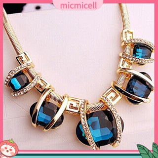 (micmicell) สร้อยคอแฟชั่น สีทอง จี้คริสตัล สำหรับผู้หญิง