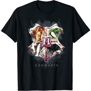 เสื้อยืดแขนสั้น คอกลม ผ้าฝ้ายแท้ พิมพ์ลาย Harry Potter สําหรับผู้ชายS-5XL