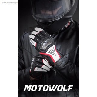 ส่งฟรี!! ถุงมือขับรถมอเตอร์ไซค์ข้อสั้น MOTOWOLF MDL0305 หนังแกะแท้ ทัชสกรีนโทรศัพท์มือถือได้