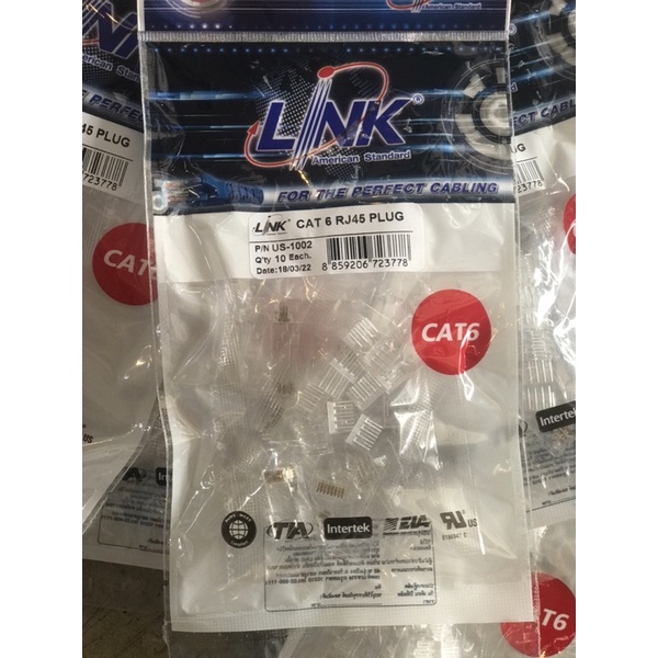 Plug RJ45 CAT6 LINK (US-1002) 10/Pack
