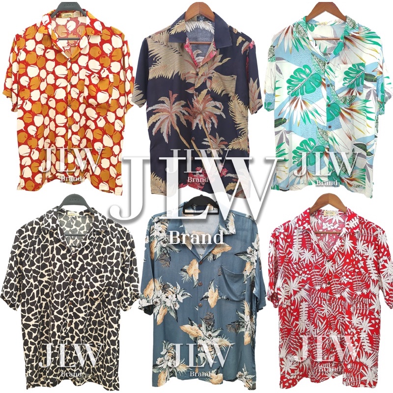 เสื้อฮาวาย รวมลาย Oversize อก50-52" ไซส์ใหญ่ ผ้านิ่มใส่สบาย JLW BRAND ผ้าเรย่อน