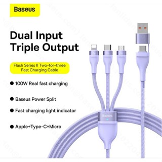 Baseus 3 in 1 สาย usb c สำหรับ ip สายชาร์จ 100w micro usb type c สายเคเบิลสำหรับ macbook pro samsung xiaomi