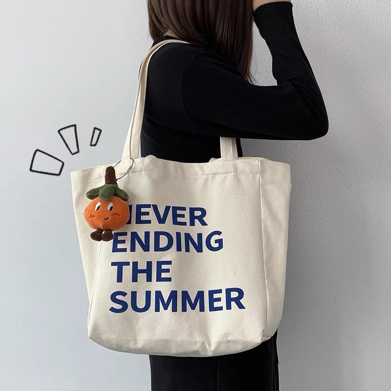 ส่งจากไทย กระเป๋า​ผ้าแคนวาสแฟชั่นสไตล์​เกาหลี​สุดฮิต NEVER ENDING TEH SUMMER