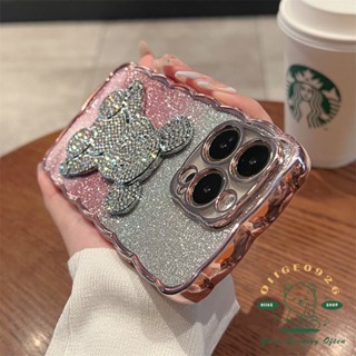 เคสโทรศัพท์มือถือ TPU ชุบไฟฟ้า ประดับเพชร กลิตเตอร์ ไล่โทนสี รูปหมี สําหรับ Iphone14 13 12 11Pro Max Plus