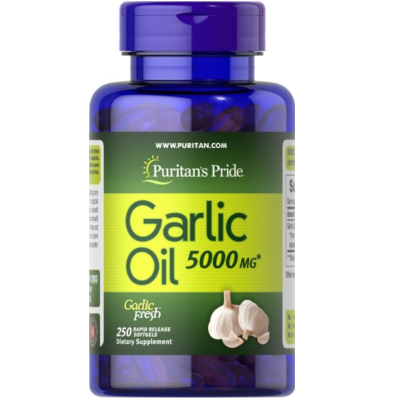 5000mg 250 Capsules Puritan's Pride Garlic Oil น้ำมันกระเทียม สหรัฐอเมริกา สุขภาพหัวใจและหลอดเลือด