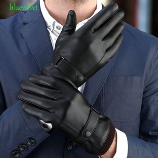 Bluevelvet ถุงมือหนัง PU คุณภาพสูง สีดํา สไตล์วินเทจ เหมาะกับฤดูใบไม้ร่วง สําหรับผู้ชาย และผู้หญิง เหมาะกับการขี่จักรยาน เล่นสกี เดินป่า