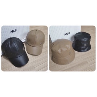 &lt;พร้อมส่ง&gt;MLB  Dia MONOGRAM Embo Leather Unstructured Ball Cap  / Bucket NEW YORK YANKEES 2 รุ่น 2 สี