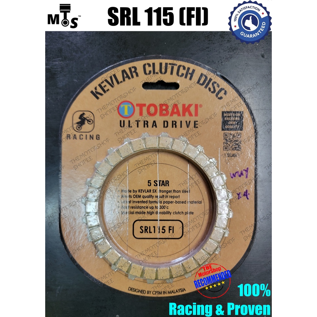 👍(อัลตราไดรฟ์..) SRL115Z/SRL115 FI/SRL115FI/CARB TOBAKI KEVLAR RACING CLUTCH PLATE Lining DISC Pack 