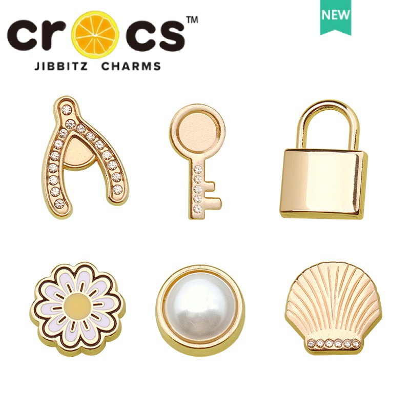 jibbitz crocs ของแทั ของแทั โลหะ crcocs booton คุณภาพสูงรองเท้าดอกไม้รองเท้าอุปกรณ์เสริม