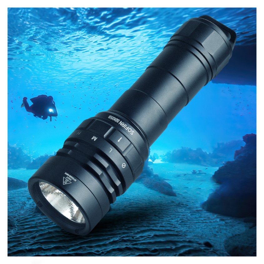 Sofirn SD05B ไฟฉายดําน้ํา, ไฟกันน้ําอันทรงพลัง 3000lm, ใต้น้ํา 100 ม., พร้อมแบตเตอรี่แบบชาร์จไฟได้แท