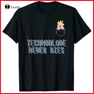 เสื้อเชิ้ตชาย ใหม่ Technoblade ไม่เคยตายคอสเพลย์วิดีโอเกมเมอร์เวย์ Unisex เสื้อยืดสีดํา S-5XL เสื้อทีเชิ้ตผ้าฝ้าย Unisex