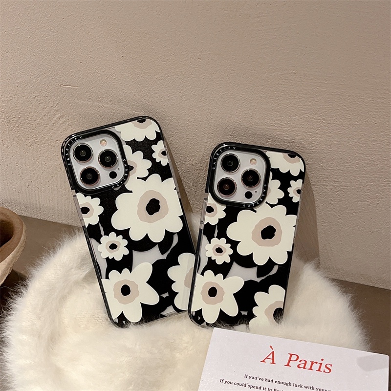 พร้อมสต็อก CASETiFYRetro ดอกไม้Soft ซิลิโคน TPU สําหรับ iPhone 14 Pro MAX 14 Plus 13 Pro MAX 12 Pro MAX 11 Pro MAX โปร่งใสกันกระแทก
