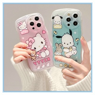 เคสไอโฟน14 pro max Wave edge Hello Kitty &amp; Pochacco โทรศัพท์ซิลิโคนนุ่มถุงลมนิรภัยฝาครอบกล้องป้องกัน สำหรับ เคสApple13 iphone 11 14 7plus 8plus XR XSMAX เคสไอโฟน11 เคสไอโฟน 14 พลัส เคสไอโฟน 13 pro