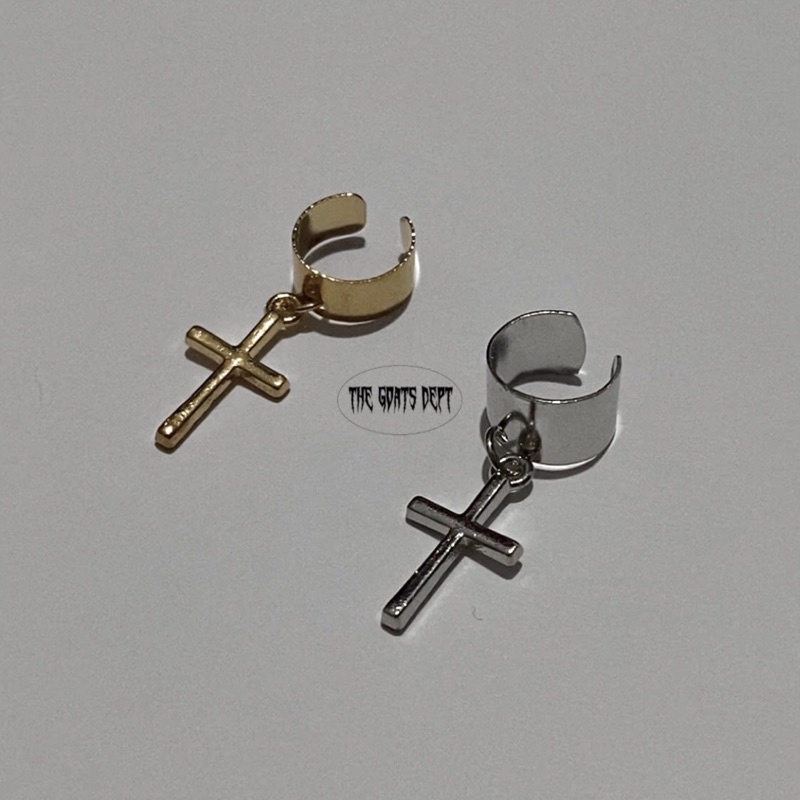 The Goats Dept ต่างหูไม้กางเขนปลอม / tgd148 ต่างหูไม่เจาะแน่นอนคลิป cuff สไตล์ skena สแตนเลสไทเทเนีย