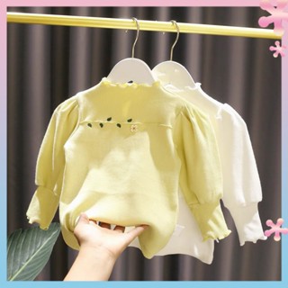 1-5-year-old baby girls elastic thin thread T-shirt baby girls autumn New Girls fresh slim-fit base shirt