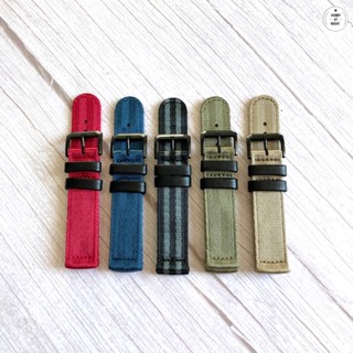 &lt;ร้าน Hobby at night&gt; สายนาฬิกาไนล่อน บัคเคิ้ลรมดำ ขนาด 20 มิล  Nylon seatbelt strap PVD buckle