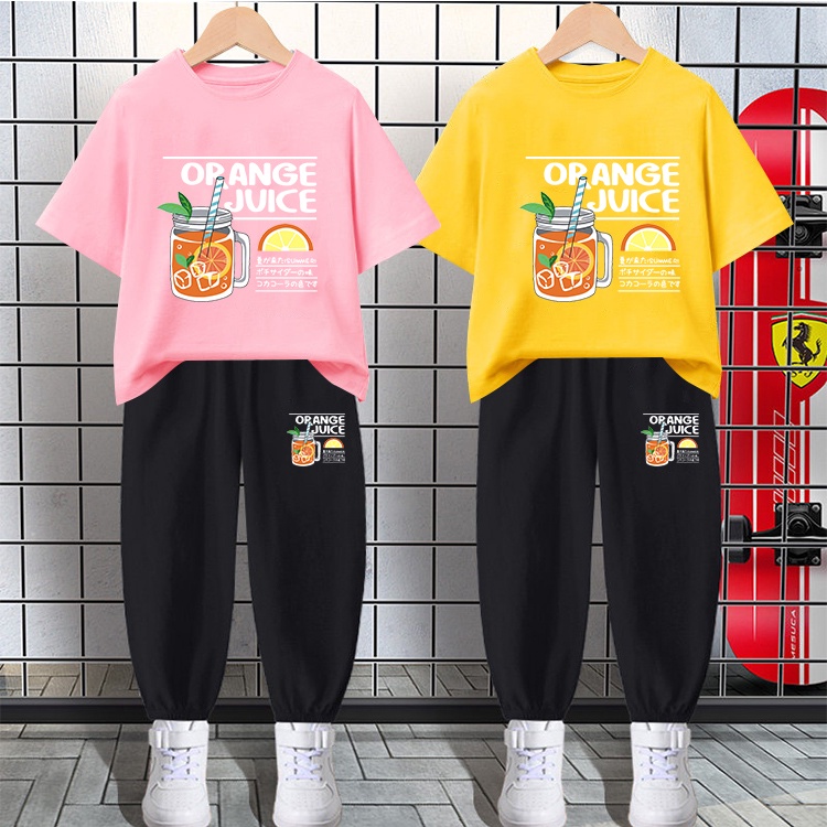 H06+K06B พร้อมส่ง ชุดเซ็ทเด็กเสื้อยืด+กางเกงขายาว ลายแฟชั่งการ์ตูน่ารัก ใส่ได้สบายทั้งเด็กชายและเด็ก