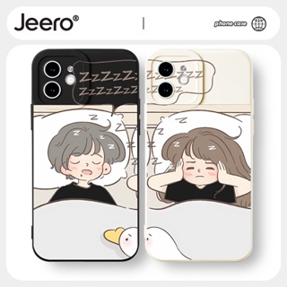 Jeero เคสคู่ เคสไอโฟน คู่รัก กันกระแทกซิลิโคนนุ่มน่ารักตลก เคสโทรศัพท์ สีดำ Compatible for iPhone 14 13 12 11 Pro Max SE 2020 X XR XS 8 7 6 6S Plus พลัส HFF1772