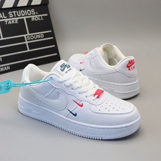 Af1 รองเท้าผ้าใบลําลอง ข้อสั้น สีขาว สีส้ม สีฟ้า สําหรับสตรี นักเรียน