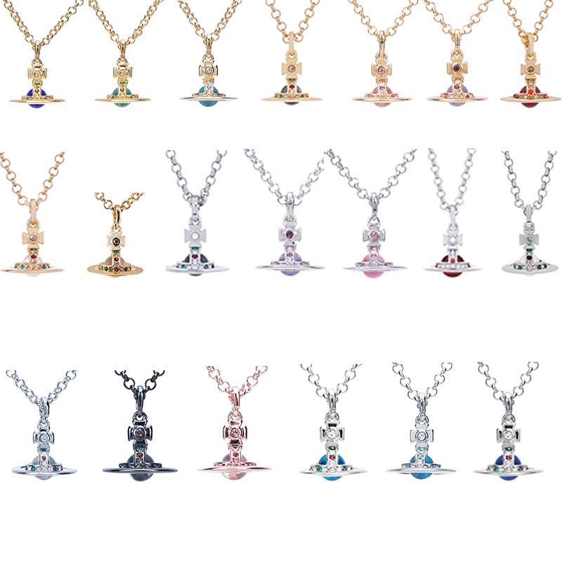 Kenzero vivienne สร้อยคอลูกปัดแก้ว สามมิติ ขนาดเล็ก สีทอง สีเงิน สีดํา VW VW