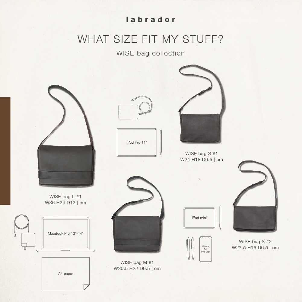 labrador WISE bag M#1 กระเป๋าสะพายไหล่หนังแท้ (LAA099)