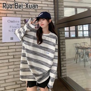 RUO BEI XUAN เสื้อสเวตเตอร์ผู้หญิงลายใหม่สไตล์เกาหลีหลวมเสื้อ Bottoming เสื้อเทรนด์แฟชั่น Tops