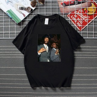 เสื้อทหาร แฟชั่นสตรีทแวร์เสื้อยืดย้อนยุค Tupac Shakur Snoop Dogg แร็พฮิปฮอปเสื้อยืดผู้ชายเสื้อผ้าฮาราจูกุเทรนด์โรปาโฮ