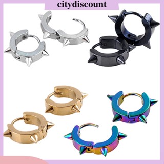 &lt;citydiscount&gt;  City_ต่างหูกระดุม Spike Hoop Huggie