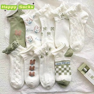 【Happy Socks】ถุงเท้าข้อสั้น น่ารัก แฟชั่นฤดูใบไม้ผลิ และฤดูร้อน สําหรับเด็กผู้หญิง