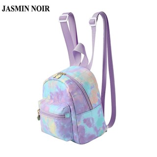 Jasmin NOIR กระเป๋าเป้สะพายหลัง กระเป๋านักเรียน หนัง PU ขนาดเล็ก สีรุ้ง น่ารัก เรียบง่าย สําหรับผู้หญิง