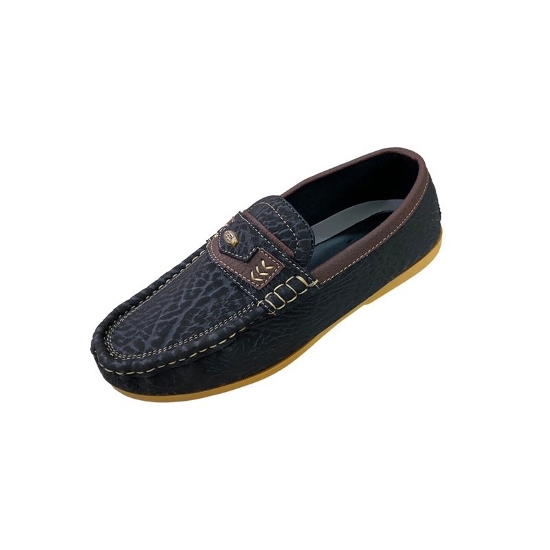 🍎V-Minnute รุ่น 7155 🍎รองเท้าคัชชูชายลายหนังช้างแนวMoccasin(มอสคาซิน) รองเท้ารัดส้น