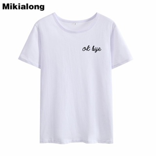 เสื้อคู่วินเทจ Mikialong 2018 tamam BYE komik เสื้อยืด kadın เสื้อยืด ฮาราจูกุ คาวาอี้ kısa kollu yaz üst Tee gömlek Fem