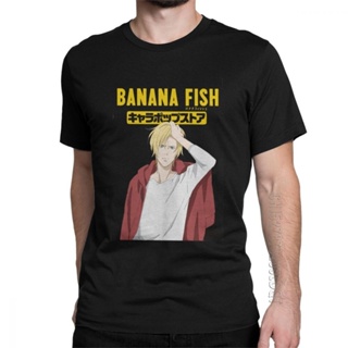 เสื้อยีด Camiseta de Manga Eiji Humor para hombre, camisa básica de algodón con estampado gráfico de Banana Fish, cuello