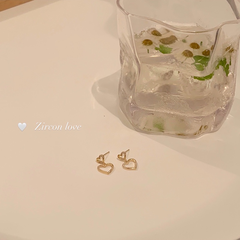 Shine Zircone ต่างหูสตั๊ด จี้รูปหัวใจ หรูหรา เครื่องประดับ สําหรับเด็กผู้หญิง - รูปที่ 5