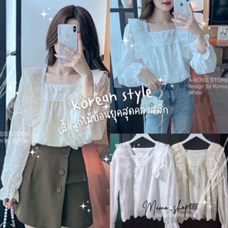 💫พร้อมส่ง💫 เสื้อลูกไม้ย้อนยุค เสื้อลูกไม้ เสื้อลูกไม้คอเหลี่ยม เสื้อออกงาน