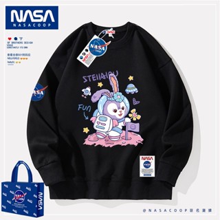 เสื้อกันหนาว คอกลม ผ้าฝ้าย และผ้ากํามะหยี่ ทรงหลวม ลาย NASA แฟชั่นฤดูใบไม้ผลิ และฤดูใบไม้ร่วง สําหรับผู้ชาย และผู้หญิง