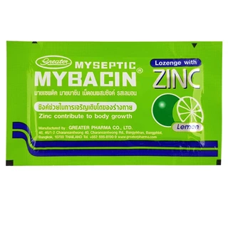 มายบาซิน Mybacin Zinc เม็ดอม มายเซพติค ผสมซิงค์ รสส้ม, มะนาว /องุ่นมะนาว แบล็คเคอร์แรนด์ 10 เม็ด