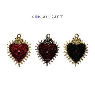 จี้หัวใจ Evil eye heart pendant 34mm