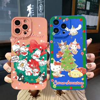 เคสโทรศัพท์มือถือ ขอบสี่เหลี่ยม ป้องกันเต็มเครื่อง ลาย Cinnamon roll Kuromi My Melody Merry Christmas น่ารัก สําหรับ OPPO A16 A15 A16E A16k A95 Reno6 Z 5G A94 A54 A74 4G A53 A76 A96 4G A12 A5S A7