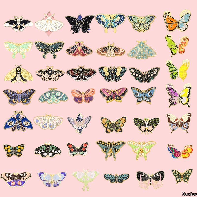 เข็มกลัดเคลือบ รูปผีเสื้อ แมลง 40 แบบ สําหรับของขวัญเพื่อน