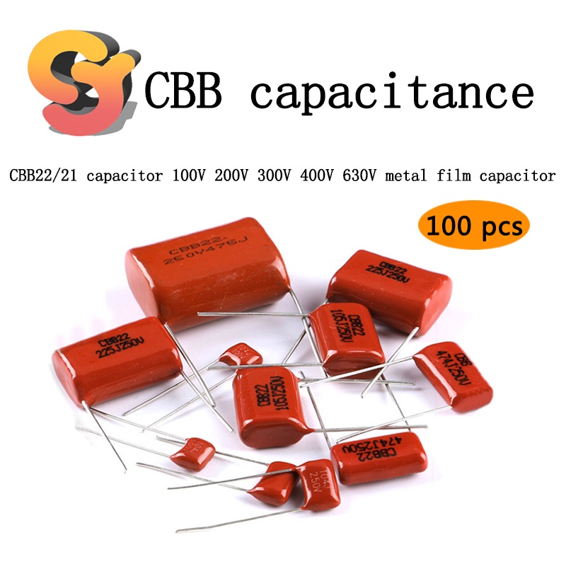 100pcs CBB Capacitor 22 100V 250V 400V 630V103 104 105 335 225 473 0.1 UF Capacitor