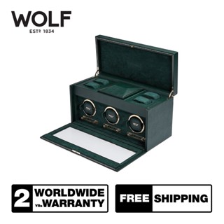 กล่องหมุน กล่องนาฬิกา WOLF1834 รุ่น BRITISH RACING GREEN TRIPLE WATCH WINDER