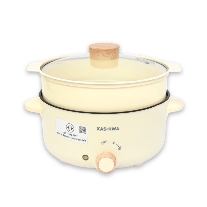 Kashiwa หม้ออเนกประสงค์ มีซึ้ง หม้อสุกี้ ชาบู กระทะไฟฟ้า 3 ลิตร KW-354 หม้อต้ม ก