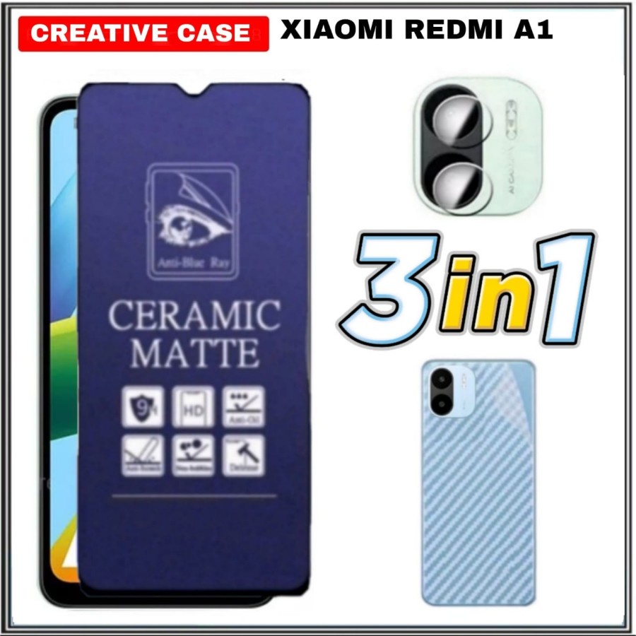 แพ็คเกจ 3 INC1 CERAMIC TEMPERED GLASS XIAOMI REDMI A1 MATTE ANTI BLUE