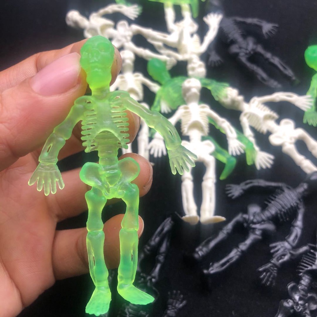 โครงกระดูกมนุษย์ มินิ ของเล่นขนาดเล็ก อุปกรณ์ตกแต่งฮาโลวีน human skeleton พีวีซีพลาสติก กะโหลกมนุษย์  Halloween prank