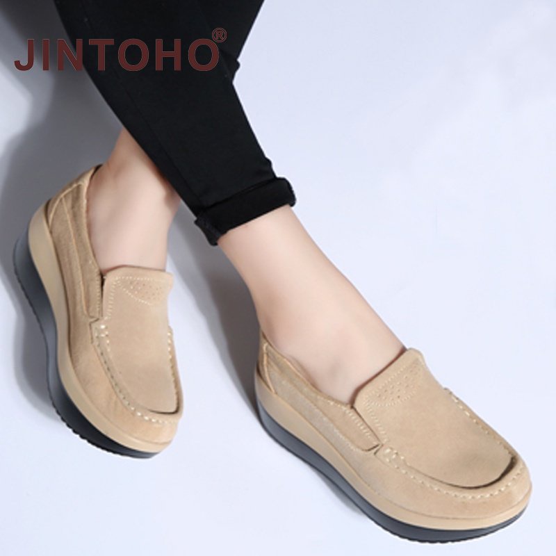 【JINTOHO】รองเท้าโลฟเฟอร์ลําลอง หนังนิ่ม ส้นหนา กันลื่น เพิ่มความสูง แฟชั่นสําหรับสตรี