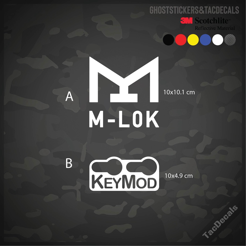 สติกเกอร์โลโก้รางM-LOK Keymod สติกเกอร์Tactical แต่งรถยนต์ มอเตอร์ไซค์ กล่องปืน